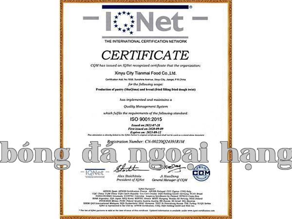 Chứng chỉ chứng nhận ISO